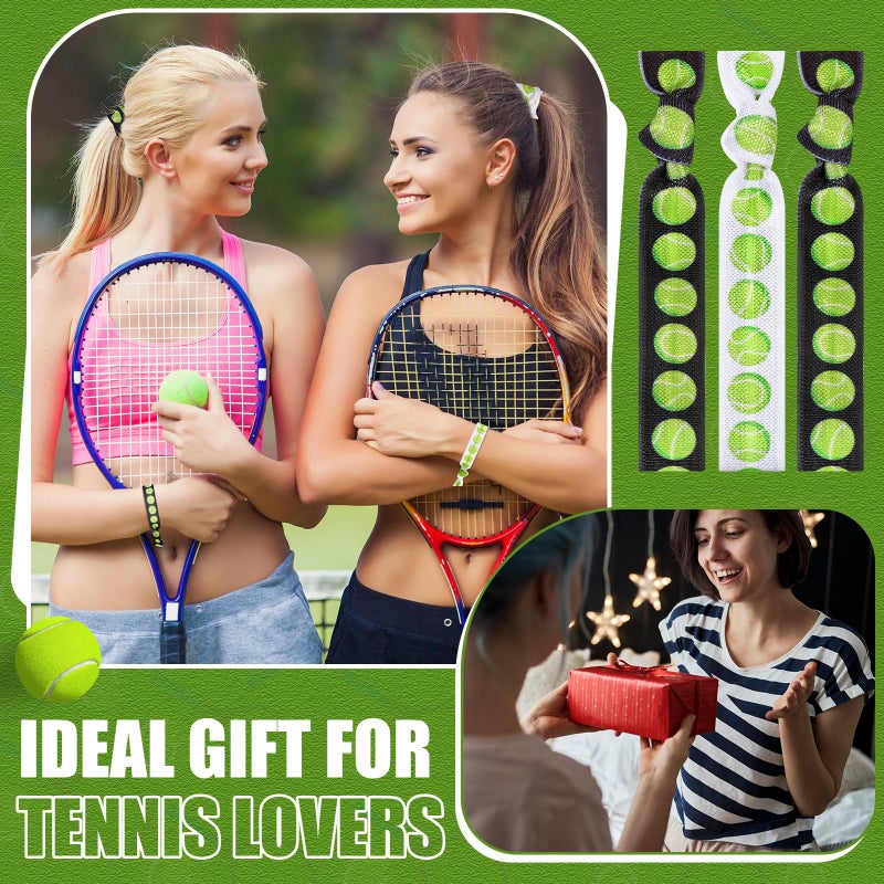 Hanaive 20 Pcs Tennis Hair Ties Tennis Hair Accessories Tennis Party Favors Team Gifts Tennis Scrunchie Elastic Ponytail Holders No Crease Ribbon Party Accessories for Women - Image 3